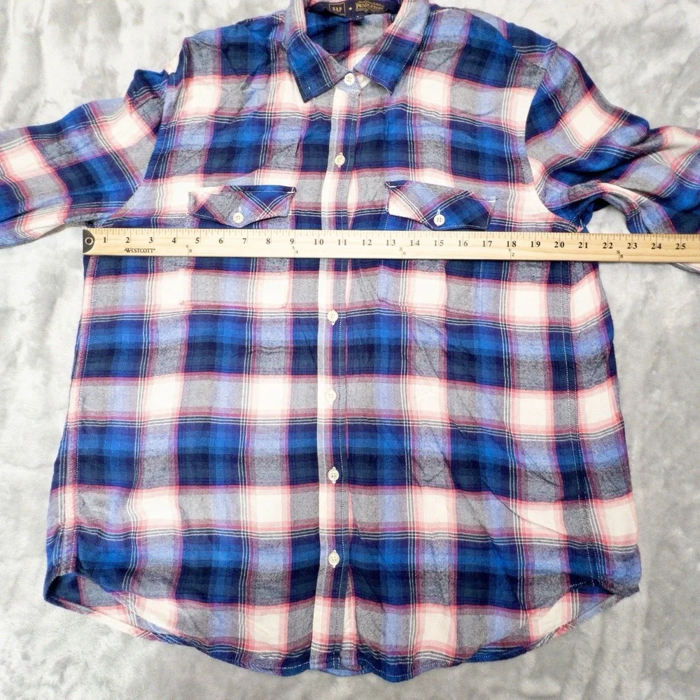 Gap + Pendleton Shirt Womens Small Blue Pink Plaid Flannel Button Up Top